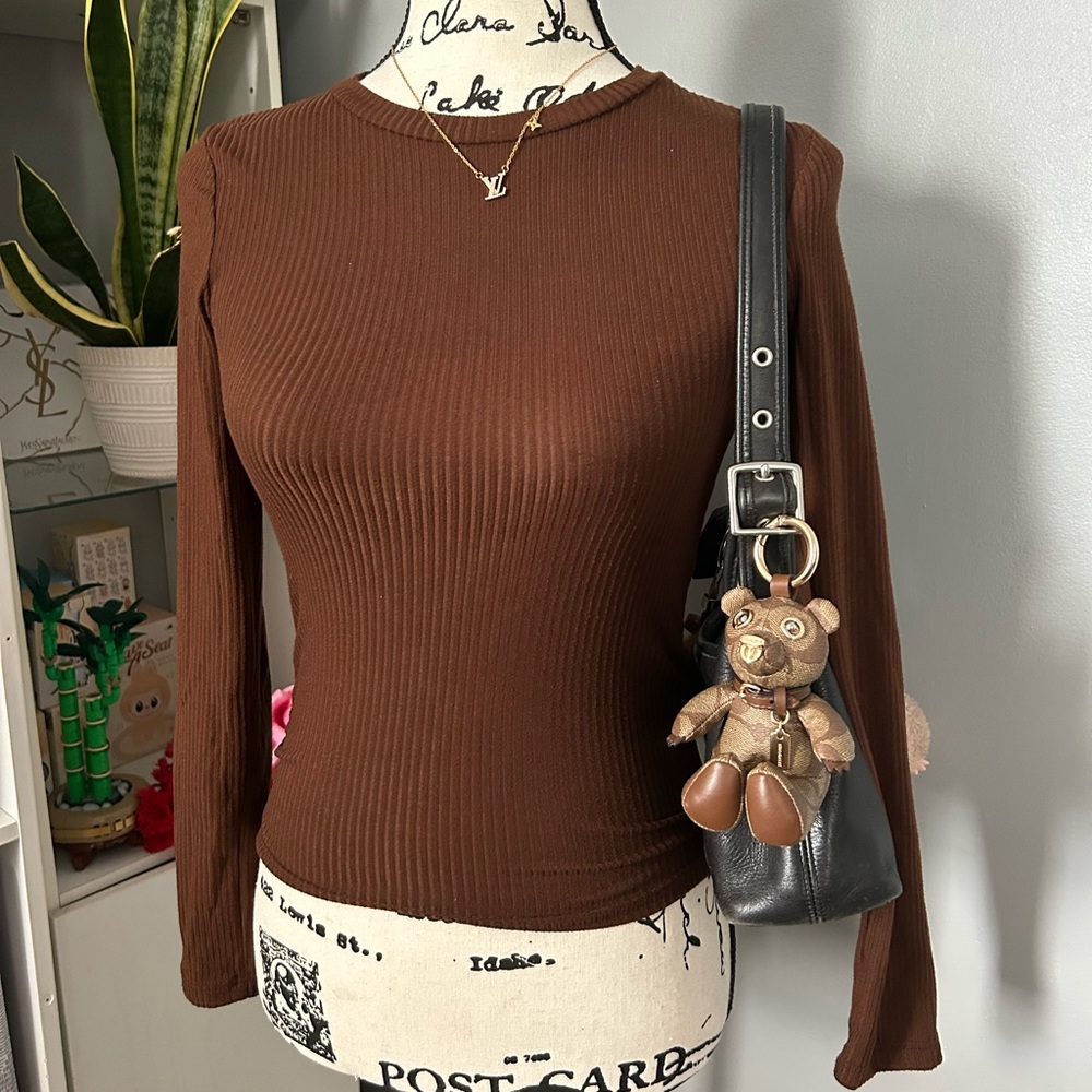 Express Fitting Ribbed Brown Top